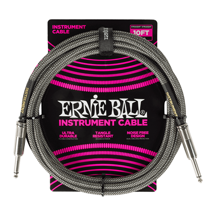 Ernie Ball 10ft. Braided Silver Fox Enstrüman Kablosu
